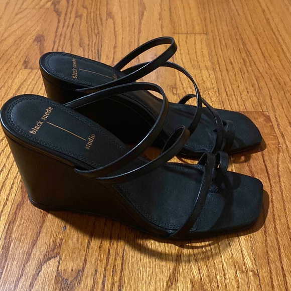 Black Suede Studio Phoebe Wedge Sandal - Picture 4 of 4